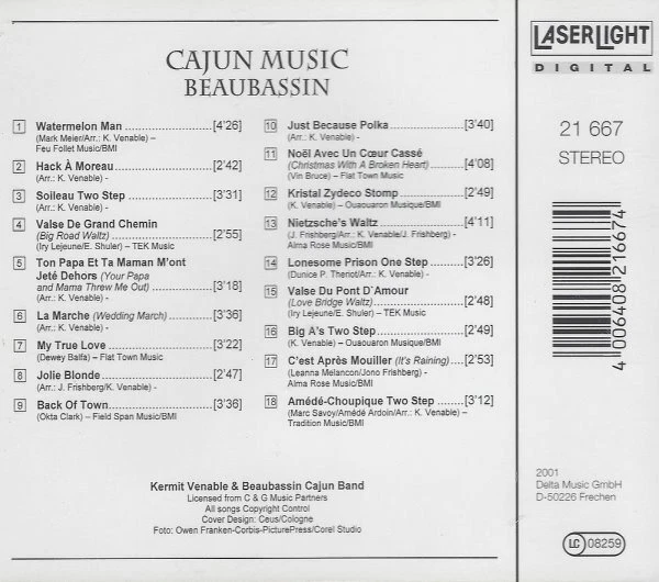 Cajun Music - Beaubassin - CD, Kermit Venable & Beaubassing Cajun Band - Bild 2 von 2