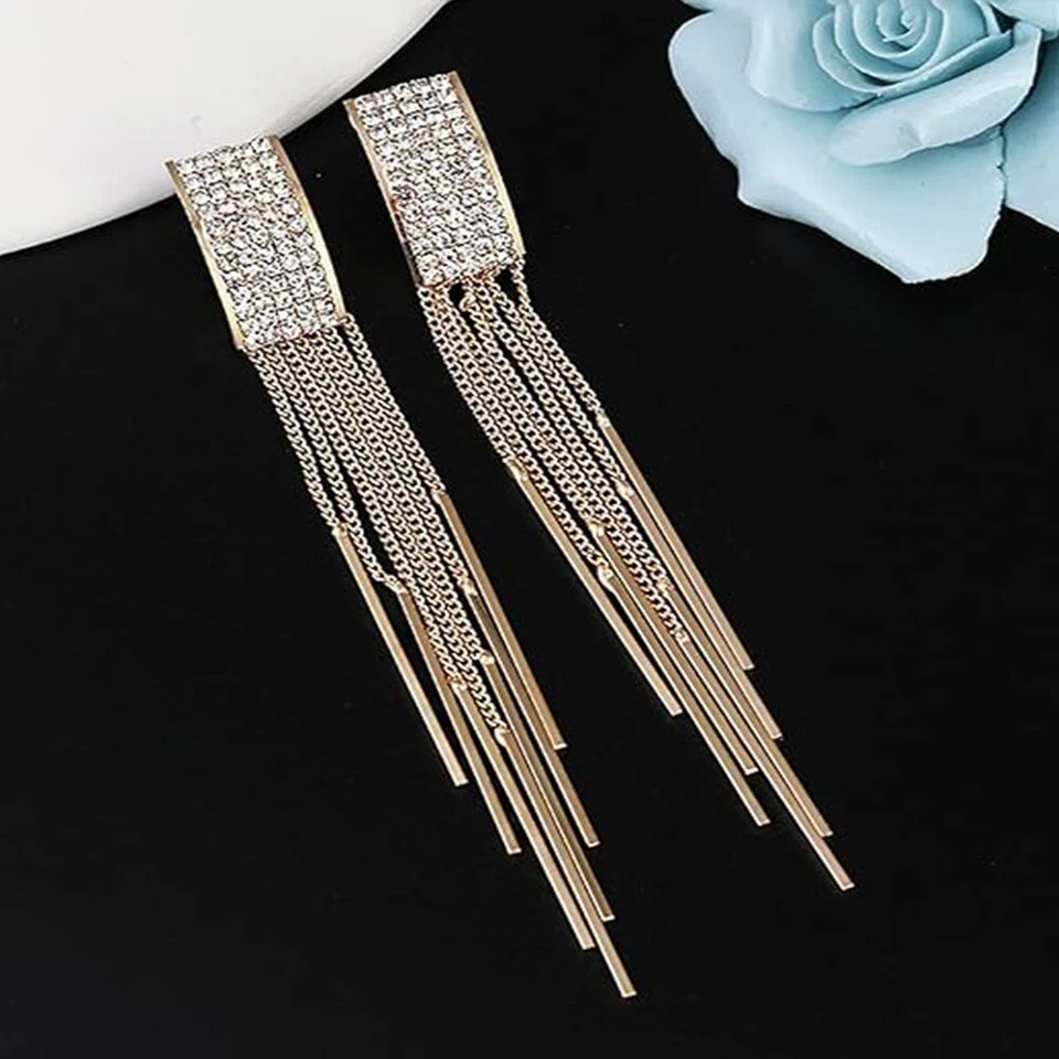 Orecchini Carillon Giallo Moda Cristallo Pendente Accessori Gioielli Donna F S - Immagine 2 di 4