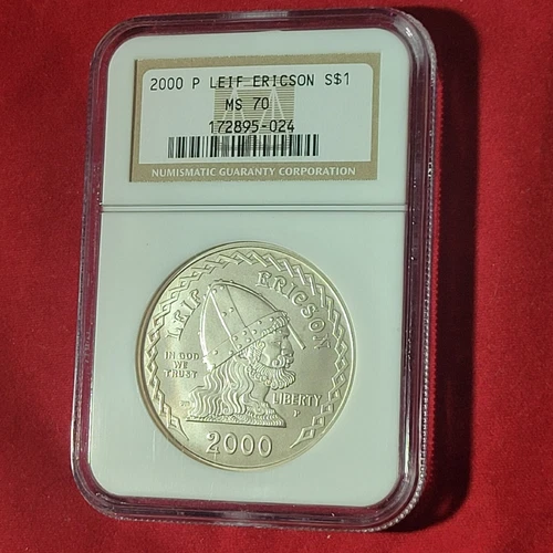 2000 P Leif Ericson Commemorative Silver Dollar Ngc MS70