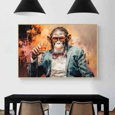 Abstract Monkey Gentleman Canvas Painting Poster Living Room Home Decor