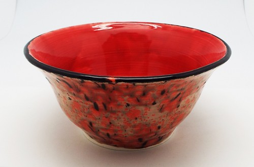ART DECO ARTIST SIGNED HANDMADE MID CENTURY ORANGE BLACK BROWN BOWL DECORATIVE - Picture 3 of 9