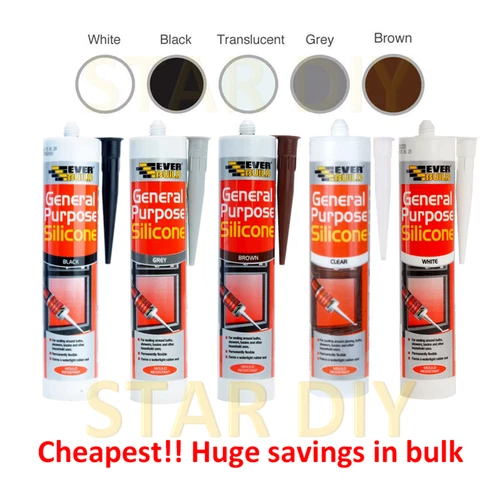 General Purpose Silicone C3 Cartridge 280ml Sealant Clear White Brown Black Grey