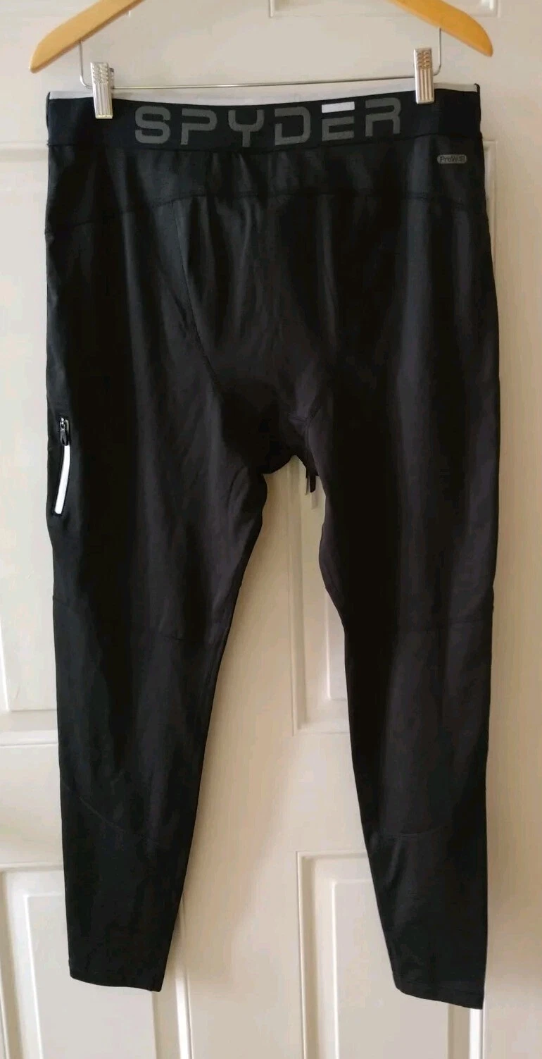 SPYDER MENS ACTIVE BLACK SPM737 BASE LAYER LEGGING PANTS, SIZE XL