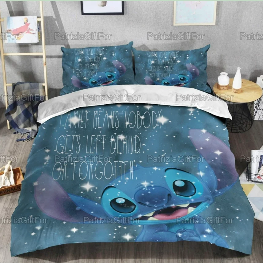 Stitch Pillowcase Funny Stitch Bedding Stitch Family 3D Quilt Bedding Set