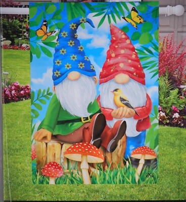 "Gnome Sweet Gnome" Spring House Flag 28x40 Inches - Briarwood Lane Seasonal Decor