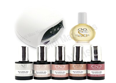 CND PLEXIGEL COLOR BUILDER 5 COLOR SET 0.5 FL OZ With Lamp (Free Solaroil 2.3oz)