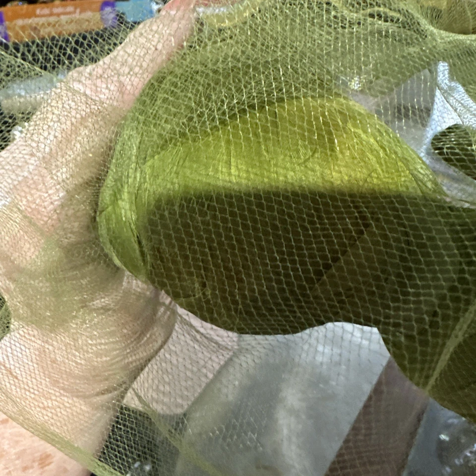 Винтажный Fascinator сетки шляпа головной убор перья зеленый 60-х сетки как бант - Изображение 4 из 4