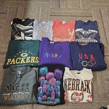 Lote de ropa vintage ropa para hombre cuello redondo sudaderas revendedor venta completa