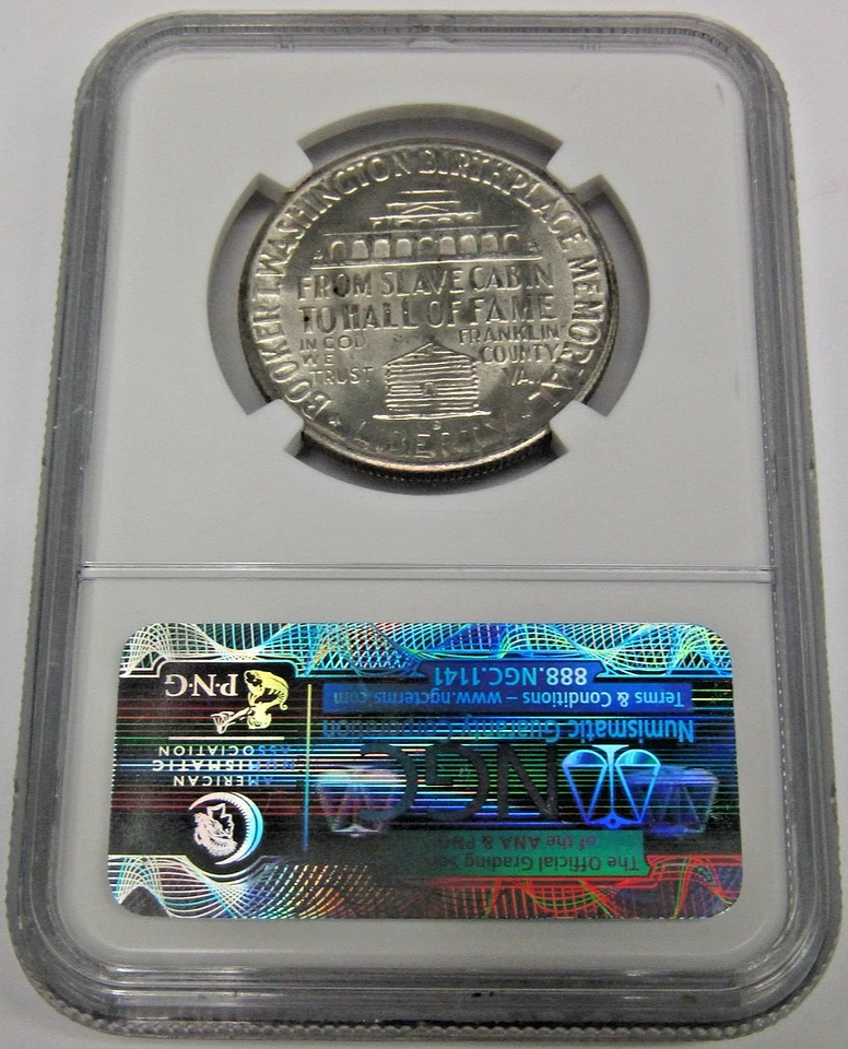 1946 S Booker T Washington Commemorative Half Dollar NGC MS 63 - Image 2 of 2