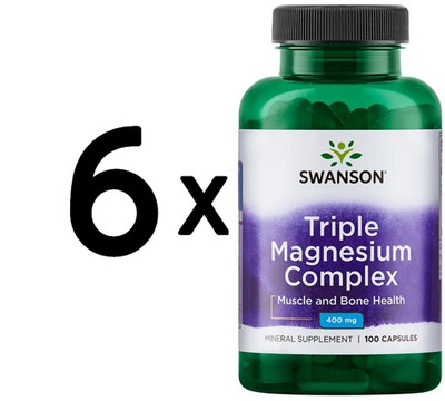 6 x Swanson Triple Magnesium Complex, 400mg - 100 caps (170,79 EUR/kg)
