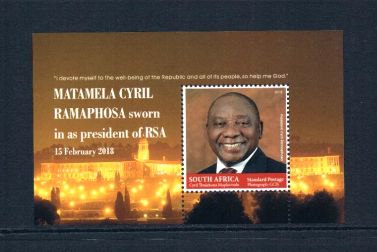 $0,60 Scott значение - 2018 ЮЖНАЯ АФРИКА новый президент s/s Рамафоса MNH NH UMM - Изображение 3 из 4