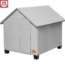 Weatherproof Durable Dog House W/ Elevated Legs Cozy Insulated Removable Mats US