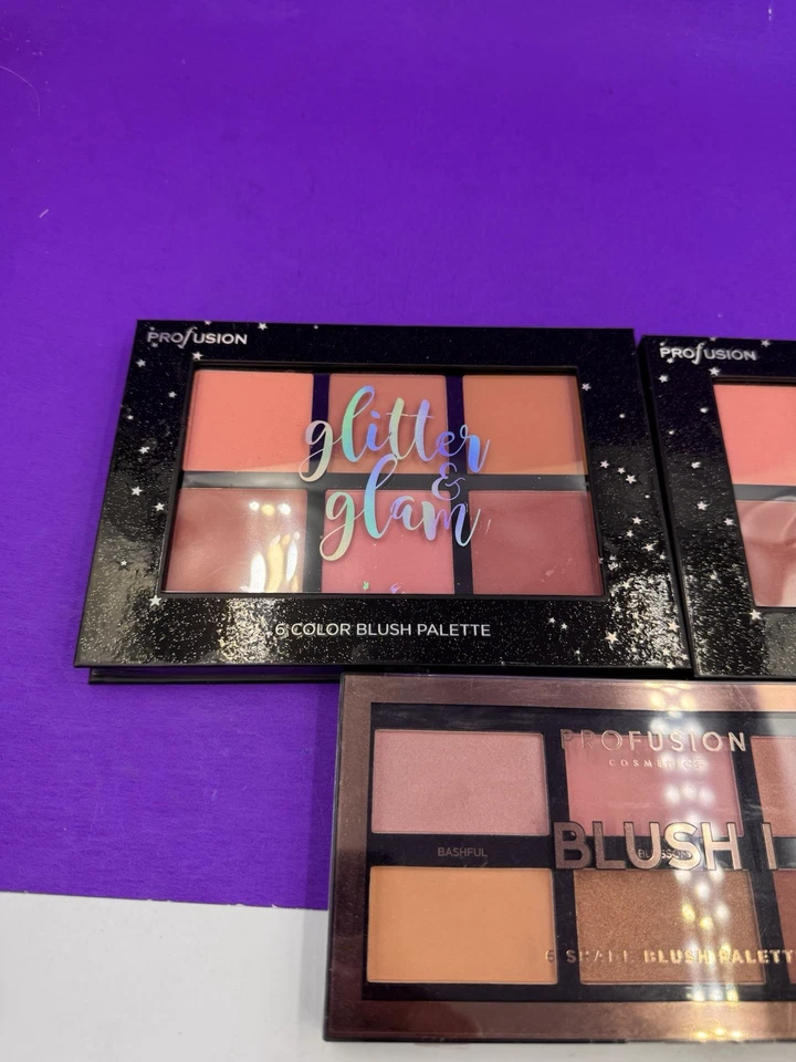 NEW Profusion Glitter & Glam 6 Color Blush Palette Lot Of 3 - Image 2 of 4