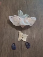 Vintage 1950s Cosmopolitan GINGER Tagged BLUE DRESS w/ Socks & Shoes