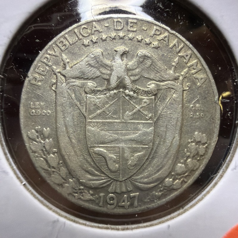 1947 1/10th Balboa Panama Coin .900 Silver Un Decimo De Balboa Z434