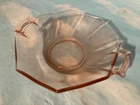 Vintage Pink Depression Glass Octagon Bowl Design with Open Handles, GOOD, USED