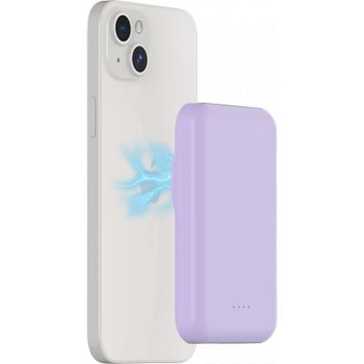 Batterie induction 10W violette compacte avec double sortie USB C et A
