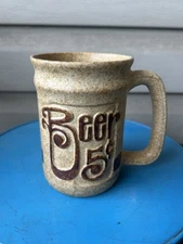 Vintage Pottery Craft Beer 5 Cents Speckled Pottery Mug Stein 20oz Nostalgia