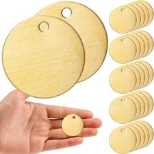 Zhengmy 25 Pcs Round Brass Tags, 1-1/4 inch diameter, 3/16 hole, Gold