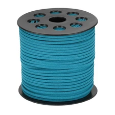 98 Yd x 2.6mm Flat Leather String Cord Faux Suede Cord Leather Strip Light Blue