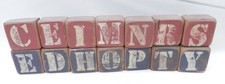 Collection of 14 Distressed Wooden Letter Blocks Red/Blue