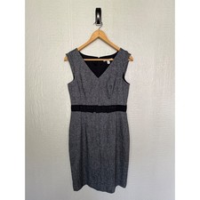 Banana Republic Gray Tweed Stretch V-Neck Dress Size 4 Office Workwear EUC