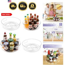 4 Pack Lazy Susan Organizer for Cabinet, Upgraded 11.5" Clear Turntable Organ...