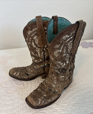 Corral C3275 Women's Orix Glittered Inlay and Studs Square Toe Cowboy Boot Fair