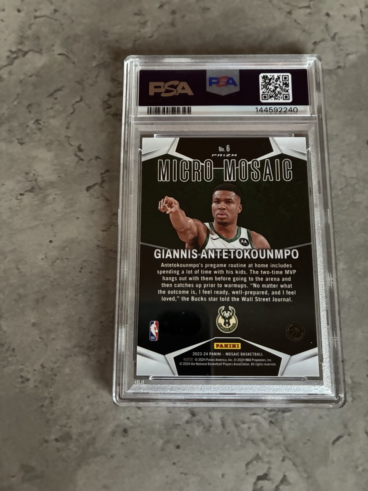 2023 Panini Mosaic Micro Mosaic Giannis Antetokounmpo #6 PSA 9! view 2