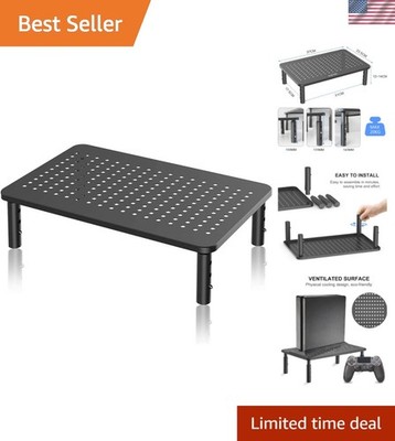 Sleek Vented Monitor Stand Riser - 3 Adjustable Heights for Efficient Workspace