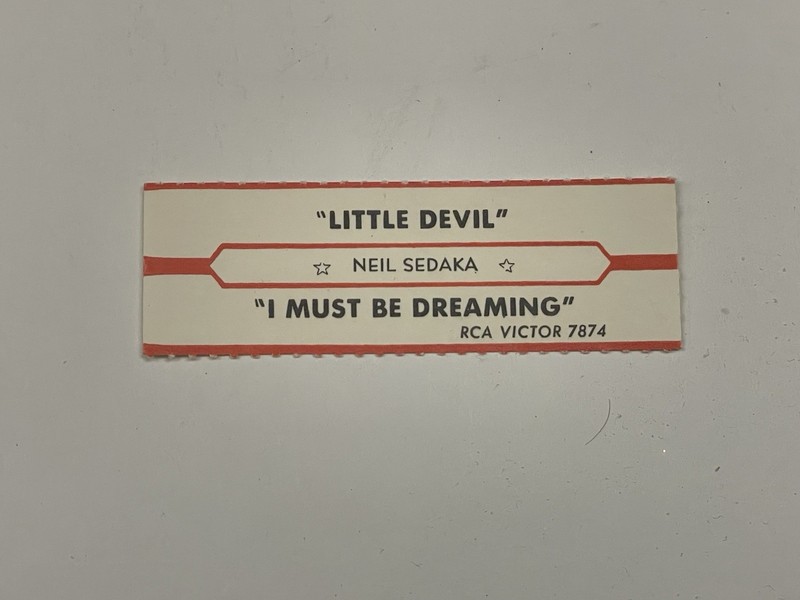Jukebox Title Strip Neil Sedaka Little Devil I Must Be Dreaming RCA