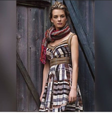 Anthropologie Plenty Tracy Reese Dress Womens 4 Brown Ivory Crop Patterns Silk