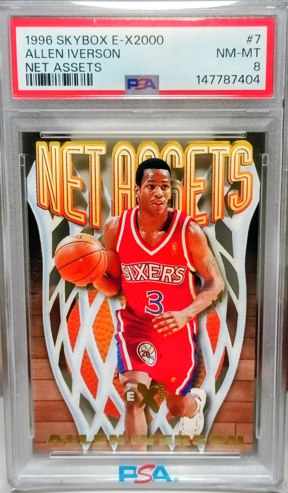 1996-97 Skybox E-X2000 Allen Iverson Net Assets #7 RC Insert PSA 8 Fresh Grade🔥