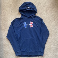 Under Armour Freedom Hoodie Mens Medium M Navy Blue American Flag Pullover UA