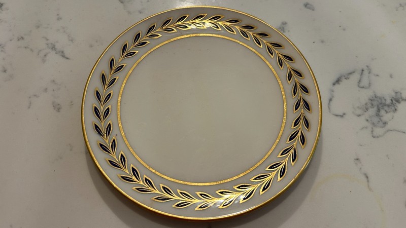 Antique Lenox Cobalt Blue & Gold Laurel Wreath Border Plate Ivory USA