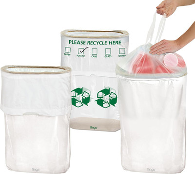 Flings Plastic Bin (3-Pack) - White (2) and Recycle (1) - 22 X 15 - Stylish & Co