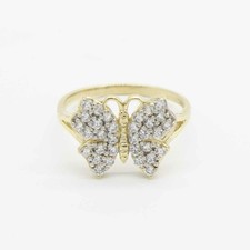 Women's Butterfly Ring 10K Solid Yellow Gold Size 7