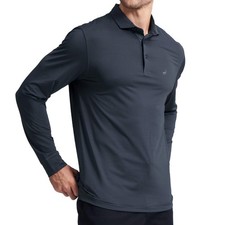 Mens Golf Shirt Performance Moisture Wicking Sport Long Sleeve Striped Golf P...