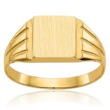 14K Solid Yellow Gold Custom Engraved Signet Ring