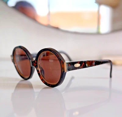 Rare DIOR Brown Round Sunglasses Christian Dior Lunettes 2446 Écailles Marron - Photo 1/4