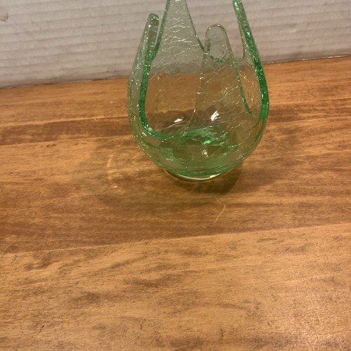 RARE Vintage VIKING Glass SPRING GREEN Crackle VOTIVE Epic PATIO Light Lite MCM - Picture 5 of 8