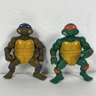TMNT Donatello And Michelangelo Ninja Turtle 13" 1989 Mirage Studios Playmates