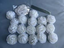 Artificial White Peony Flower Heads with Stems White Rose Petals 100 pc NEW