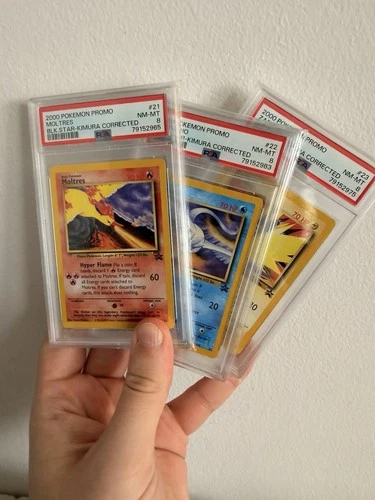 2000 POKEMON PROMO MOLTRES #21 ARTICUNO #22 ZAPDOS #23 KIMURA CORRECTED PSA 8