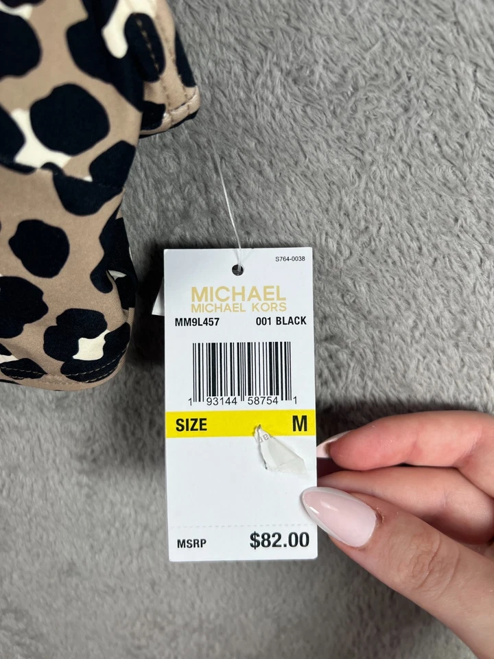 MICHAEL KORS Womens Medium Leopard Bikini 2 Piece Swimsuits Lace Up Bra Hi Waist - Image 3 of 4