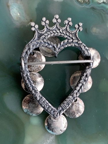 Einar Modahl Crown and Heart Silver Pin Norway - Picture 3 of 3