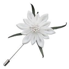 DOTRI 1.9inch Edelweiss Flower Lapel Pin for Men, Fabric Flower Brooch, Suit