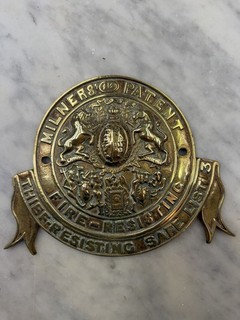 Antique Brass Milners Safe Plaque '212' 8 inches 660g