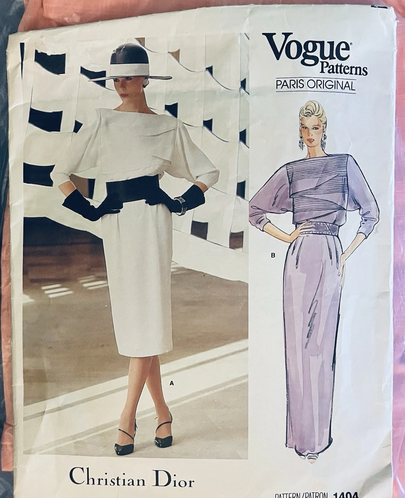 Abito vintage anni 80 VOGUE 1404 Paris Originals Christian Dior firmato lunghezza 2 taglia 8