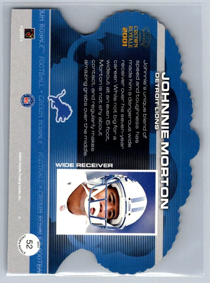 💎2001 Pacific Crown Royale Football #52 Johnnie Morton - Detroit Lions💎 - Image 2 of 2
